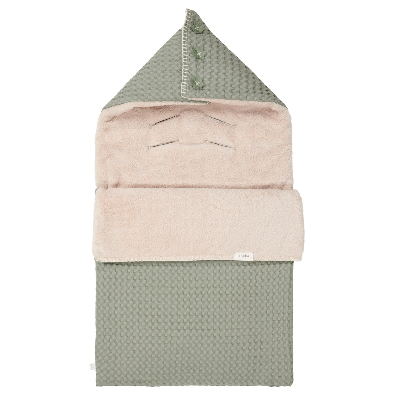 Voetenzak 0+ 3 punts wafel/ teddy solo - shadow green/ soft sand
