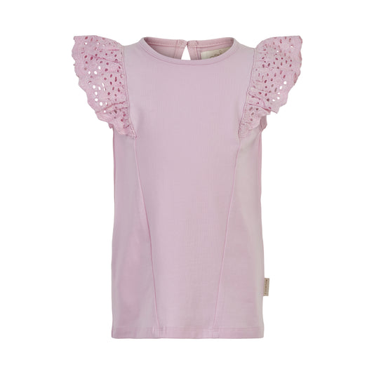 T-shirt met ruches op de schouders