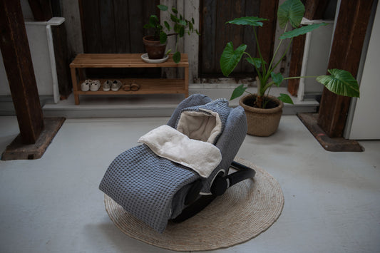 Voetenzak 0+ 3 punts wafel/teddy oslo - steel grey/ pebble