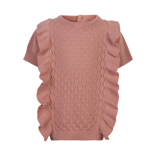 Gebreide top met korte pofmouwtjes